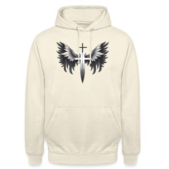 Holy cross with wings in black and white - Unisex Hoodie - vanilla - Front - Alina (178cm) & Michal (187cm)