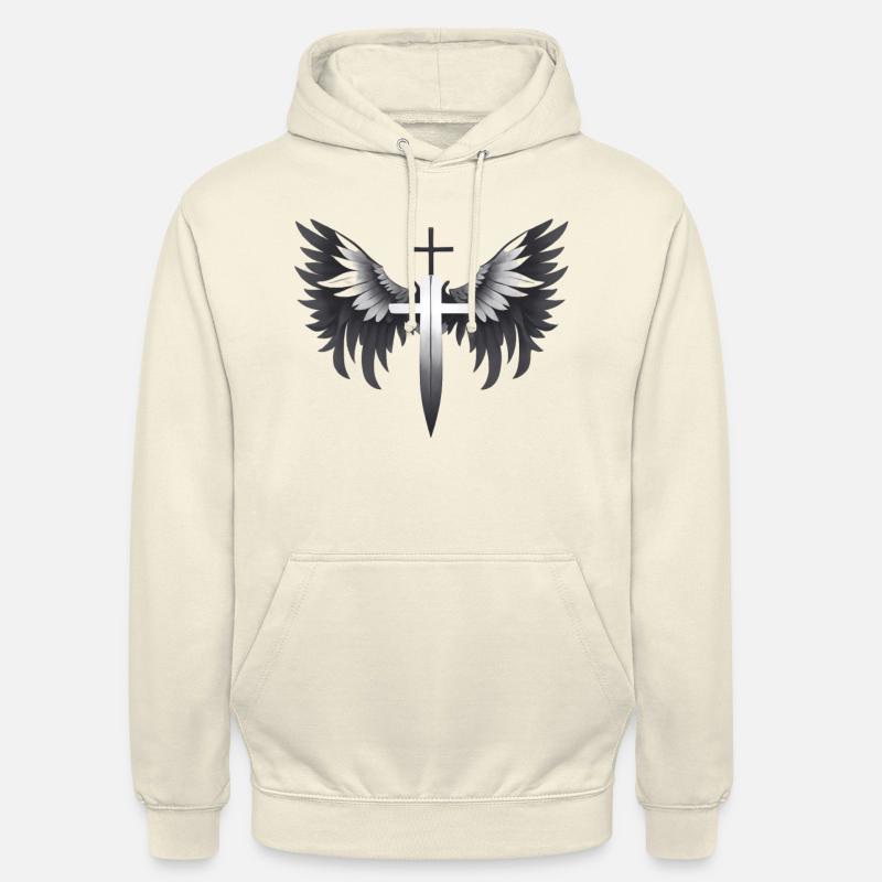 Sainte croix avec des ailes en noir et blanc - Sweat-shirt à capuche unisexe - vanille
