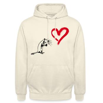 Graffiti Herz Street Art Ratte - Unisex Hoodie - Vanille-Milchshake - Vorne - Alina (178cm) & Michal (187cm)
