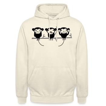 Drei lustige Affen - Unisex Hoodie - Vanille-Milchshake - Vorne - Alina (178cm) & Michal (187cm)