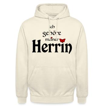 Herrin Domina Sklave Spruch - Unisex Hoodie - Vanille-Milchshake - Vorne - Alina (178cm) & Michal (187cm)