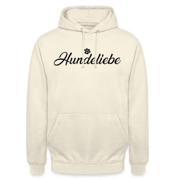 Hundeliebe mit Hundepfote - Unisex Hoodie - Vanille-Milchshake - Vorne - Alina (178cm) & Michal (187cm)