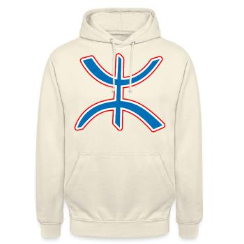 Berbère Amazigh - Sweat-shirt à capuche unisexe - vanille - Devant - Alina (178cm) & Michal (187cm)