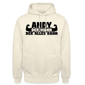 Der Mann Der Alles kann Andy - Unisex Hoodie - Vanille-Milchshake - Vorne - Alina (178cm) & Michal (187cm)