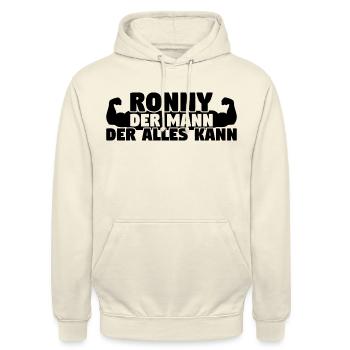 Der Mann Der Alles kann Ronny - Unisex Hoodie - Vanille-Milchshake - Vorne - Alina (178cm) & Michal (187cm)