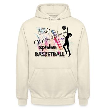 Echte Mädchen spielen Basketball - Unisex Hoodie - Vanille-Milchshake - Vorne - Alina (178cm) & Michal (187cm)