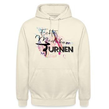 Echte Mädchen Turnen - Unisex Hoodie - Vanille-Milchshake - Vorne - Alina (178cm) & Michal (187cm)