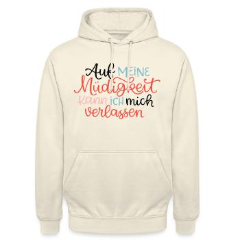 Müdigkeit - Unisex Hoodie - Vanille-Milchshake - Vorne - Alina (178cm) & Michal (187cm)