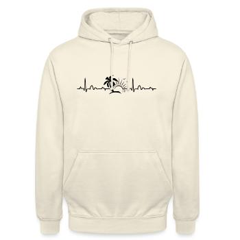 Heartbeat vacances rythme cardiaque vacances soleil palme lac - Sweat-shirt à capuche unisexe - vanille - Devant - Alina (178cm) & Michal (187cm)