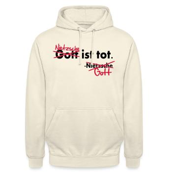 Gott ist tot / Nietzsche Witz Vektor - Unisex Hoodie - Vanille-Milchshake - Vorne - Alina (178cm) & Michal (187cm)