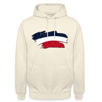Frankreich -Französische Farben Fahne - Tricolore - Unisex Hoodie - Vanille-Milchshake - Vorne - Alina (178cm) & Michal (187cm)