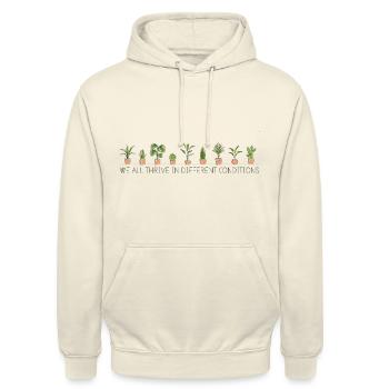 We all thrive in different conditions - Unisex Hoodie - vanilla - Front - Alina (178cm) & Michal (187cm)