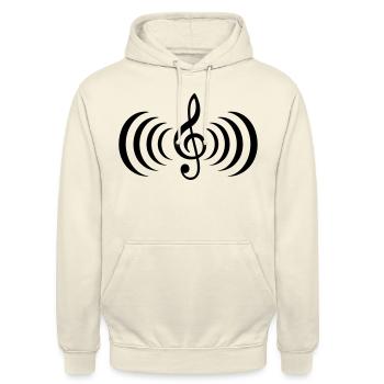 Klangwellen mit Notenschlüssel Musik Sound - Unisex Hoodie - Vanille-Milchshake - Vorne - Alina (178cm) & Michal (187cm)