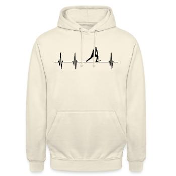 Feldhockey Herzschlag - Unisex Hoodie - Vanille-Milchshake - Vorne - Alina (178cm) & Michal (187cm)