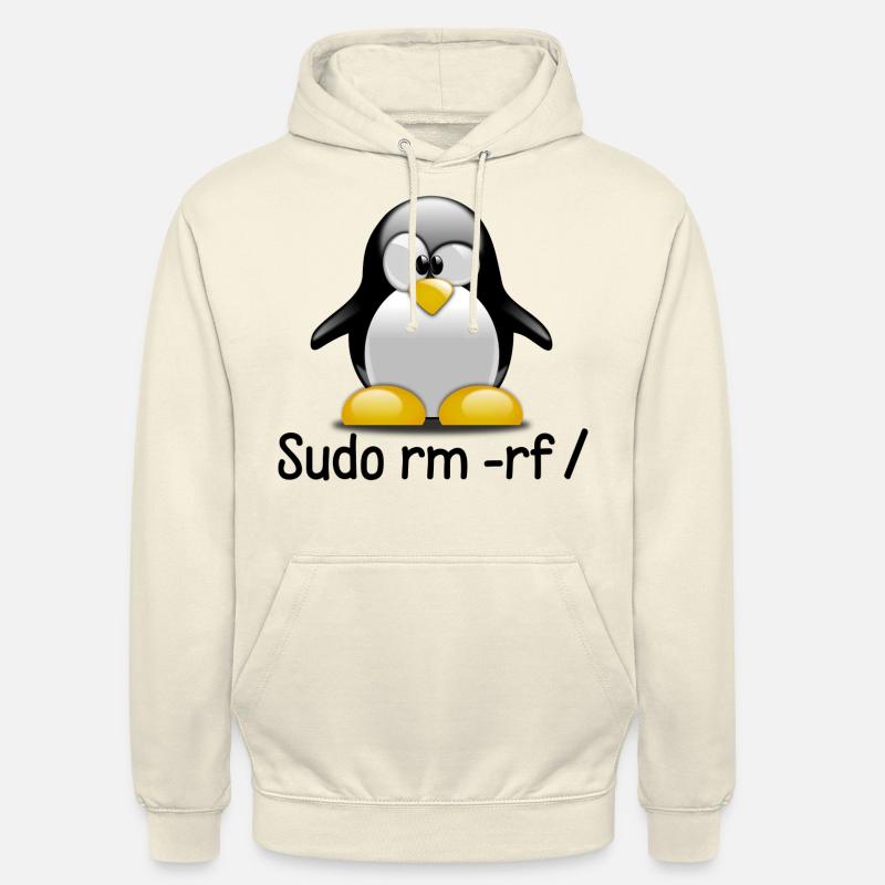 Sudo rm -rf / Programmer Tux Saying Gift - Unisex Hoodie - vanilla