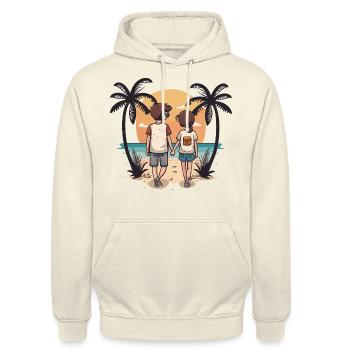 Romantischer Kurzurlaub - Unisex Hoodie - Vanille-Milchshake - Vorne - Alina (178cm) & Michal (187cm)