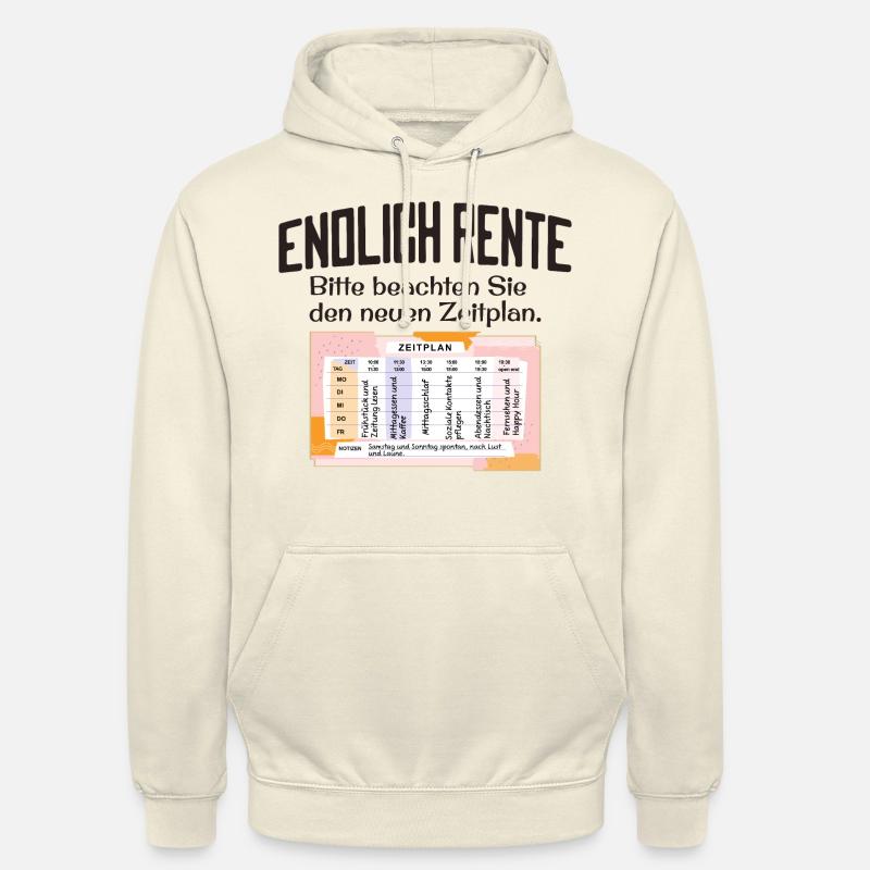 Endlich Rente Zeitplan Tagesablauf Wochenplan - Unisex Hoodie - Vanille-Milchshake