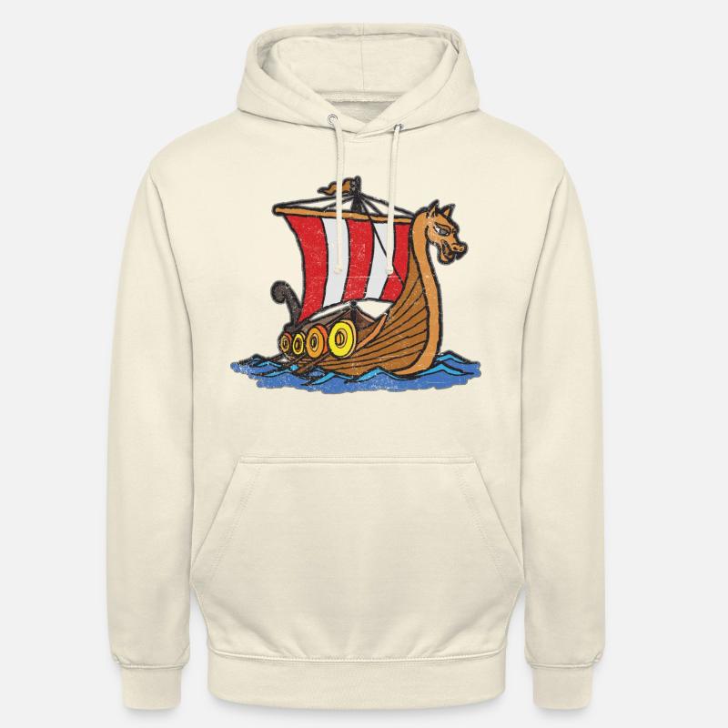 Handgemaltes Wikinger Boot Schiff - Unisex Hoodie - Vanille-Milchshake