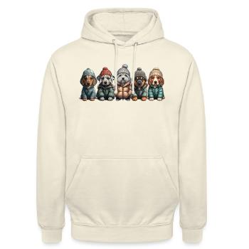 Dogs Puppy Autumn Winter Outfit - Unisex Hoodie - vanilla - Front - Alina (178cm) & Michal (187cm)