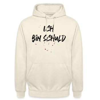 Lustiger Spruch für Ihn & Sie - Ich bin schuld - Unisex Hoodie - Vanille-Milchshake - Vorne - Alina (178cm) & Michal (187cm)