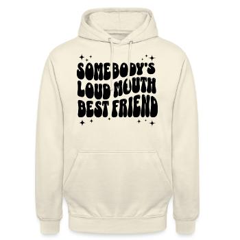 Humorvoller Satz gesprächiger bester Freund - Unisex Hoodie - Vanille-Milchshake - Vorne - Alina (178cm) & Michal (187cm)