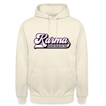 Karma Regelt Das Schon | Farben änderbar - Unisex Hoodie - Vanille-Milchshake - Vorne - Alina (178cm) & Michal (187cm)