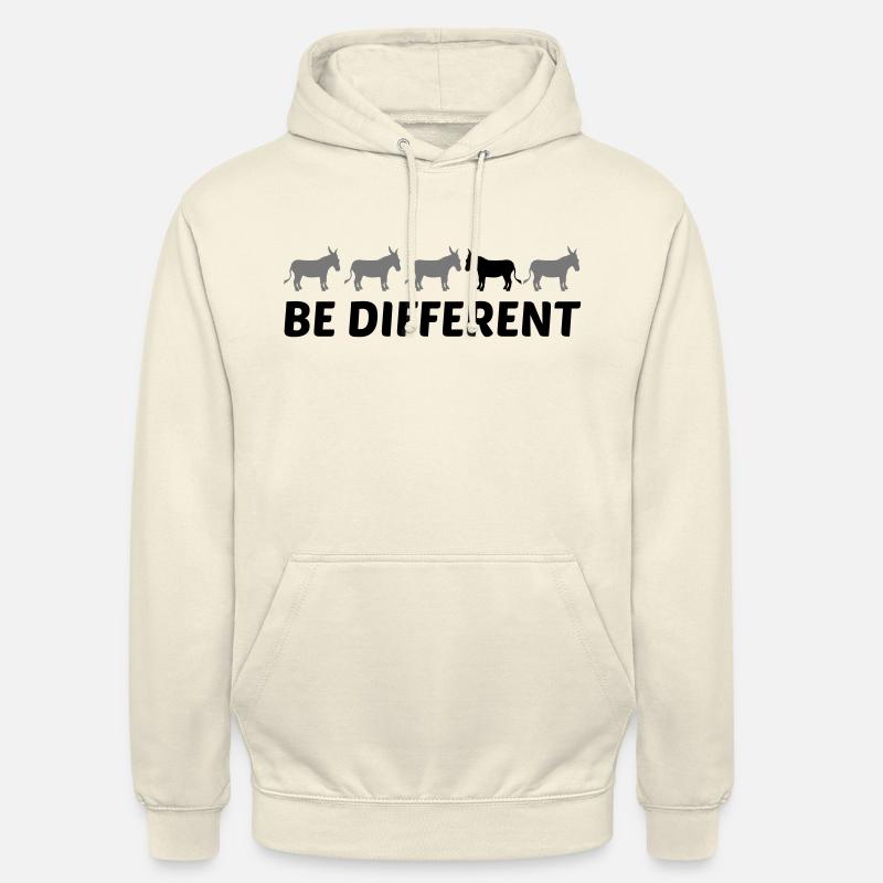 texte différent être différent âne cheval poney petit pac - Sweat-shirt à capuche unisexe - vanille