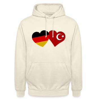 Die türkisch deutsche Partnerschaft - Unisex Hoodie - Vanille-Milchshake - Vorne - Alina (178cm) & Michal (187cm)
