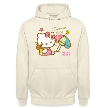 Hello Kitty Am Strand Unter Einem Sonnenschirm - Unisex Hoodie - Vanille-Milchshake - Vorne - Alina (178cm) & Michal (187cm)