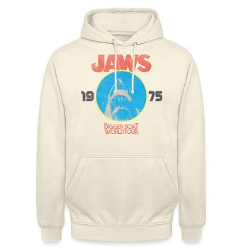 Der Weiße Hai Jaws 1975 Bigger Boat Worldtour - Unisex Hoodie - Vanille-Milchshake - Vorne - Alina (178cm) & Michal (187cm)