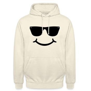 Happy smile with sunglasses - Be HAPPY face - Unisex Hoodie - vanilla - Front - Alina (178cm) & Michal (187cm)