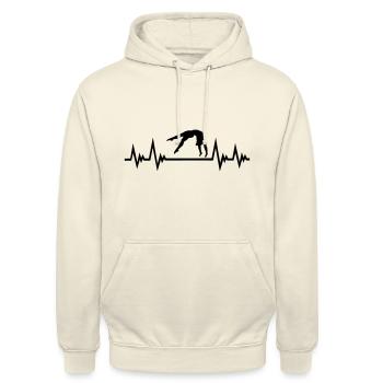 Turnen EKG Herzschlag, Turnen Puls - Unisex Hoodie - Vanille-Milchshake - Vorne - Alina (178cm) & Michal (187cm)