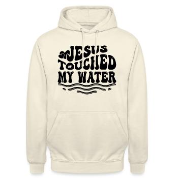 Jésus a touché mon eau - Jésus-Christ - Sweat-shirt à capuche unisexe - vanille - Devant - Alina (178cm) & Michal (187cm)