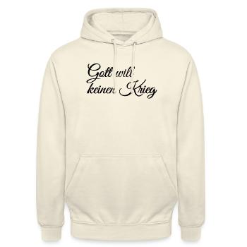Gott will keinen Krieg - Unisex Hoodie - Vanille-Milchshake - Vorne - Alina (178cm) & Michal (187cm)