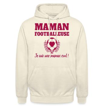 Maman footballeuse humour football cadeau foot - Sweat-shirt à capuche unisexe - vanille - Devant - Alina (178cm) & Michal (187cm)