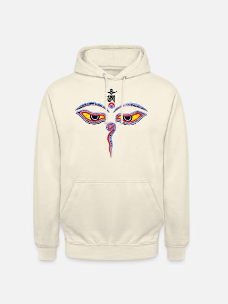 Wisdom Eyes Of Buddha - Bodhnath temple eyes 1 - Unisex Hoodie - vanilla