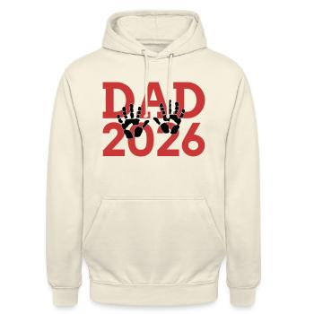 Dad 26 Vater Baby Papa 2026 Vatertag - Unisex Hoodie - Vanille-Milchshake - Vorne - Alina (178cm) & Michal (187cm)