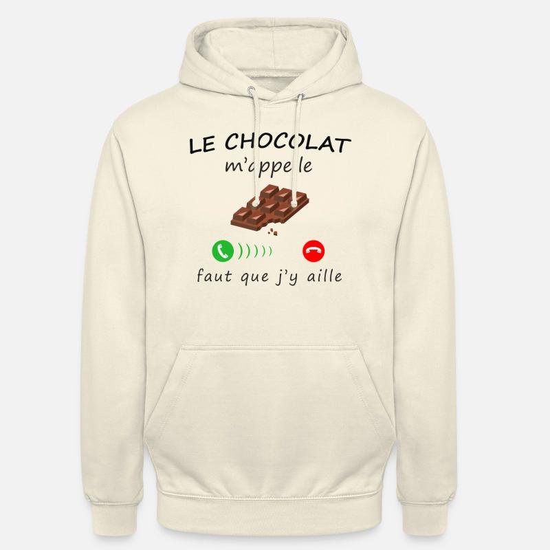 le chocolat m'appelle de la collection "appel" - Sweat-shirt à capuche unisexe - vanille