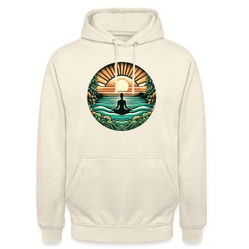 Harmonie bei Sonnenaufgang: Zen-Meditation - Unisex Hoodie - Vanille-Milchshake - Vorne - Alina (178cm) & Michal (187cm)