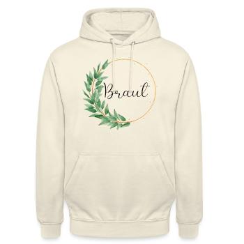 Eukalyptus Grün - Braut - 2 - Unisex Hoodie - Vanille-Milchshake - Vorne - Alina (178cm) & Michal (187cm)
