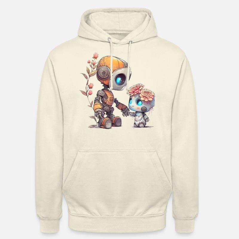 Robot mignon avec enfant - Sweat-shirt à capuche unisexe - vanille