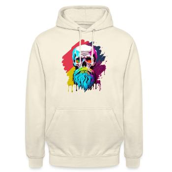 Skull hipster couleur - Sweat-shirt à capuche unisexe - vanille - Devant - Alina (178cm) & Michal (187cm)