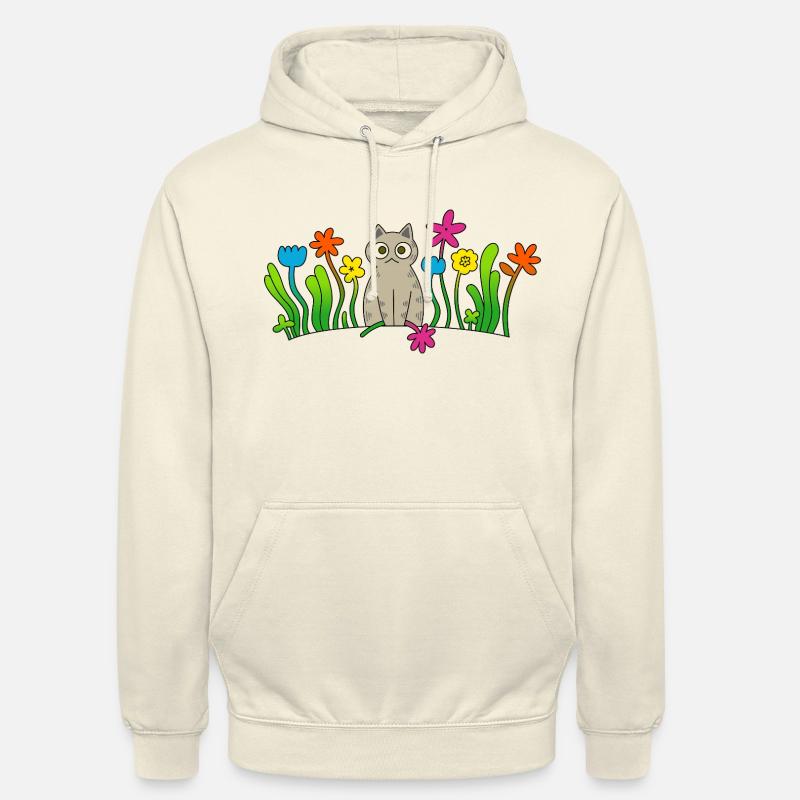 Katze mit einer blume - Unisex Hoodie - Vanille-Milchshake