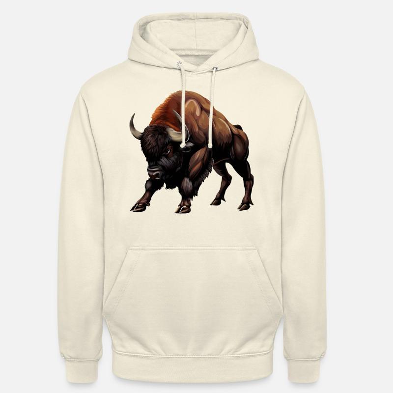 Vache, Buffle, Taureau, Bison - Conception animale - Sweat-shirt à capuche unisexe - vanille