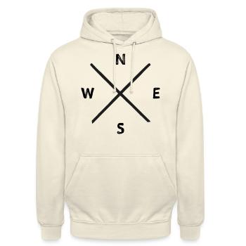 Croquis de panneau compass - Sweat-shirt à capuche unisexe - vanille - Devant - Alina (178cm) & Michal (187cm)