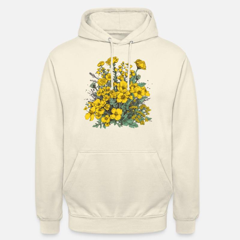 Beau bouquet d’herbier de fleurs bohèmes jaune - Sweat-shirt à capuche unisexe - vanille