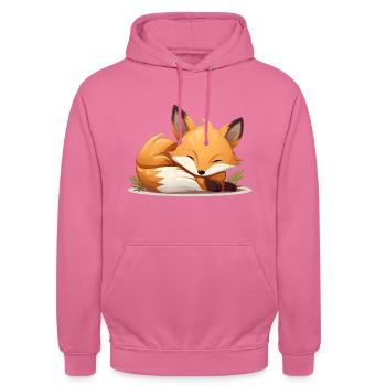 Süßes schlafender Fuchs für Waldtier Fans - Unisex Hoodie - Pink - Vorne - Alina (178cm) & Michal (187cm)