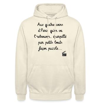 Éparpillé façon puzzle ! Les Tontons Flingueurs - Sweat-shirt à capuche unisexe - vanille - Devant - Alina (178cm) & Michal (187cm)