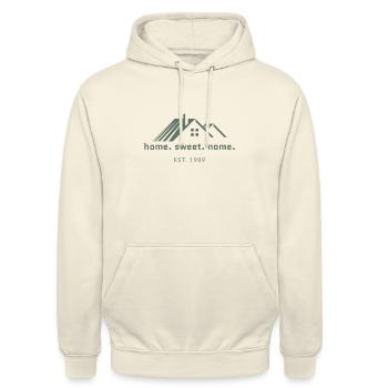 Home, sweet home. ! Print Logo - Unisex Hoodie - Vanille-Milchshake - Vorne - Alina (178cm) & Michal (187cm)