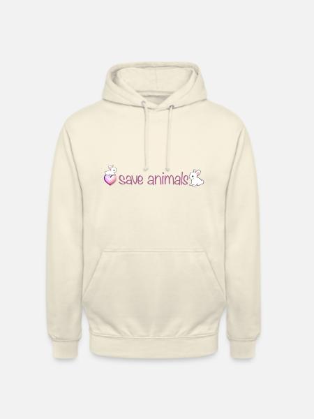 red dyr symbol hjerte dyrevelfærdskaniner - Hættetrøje unisex - vaniljemilkshake